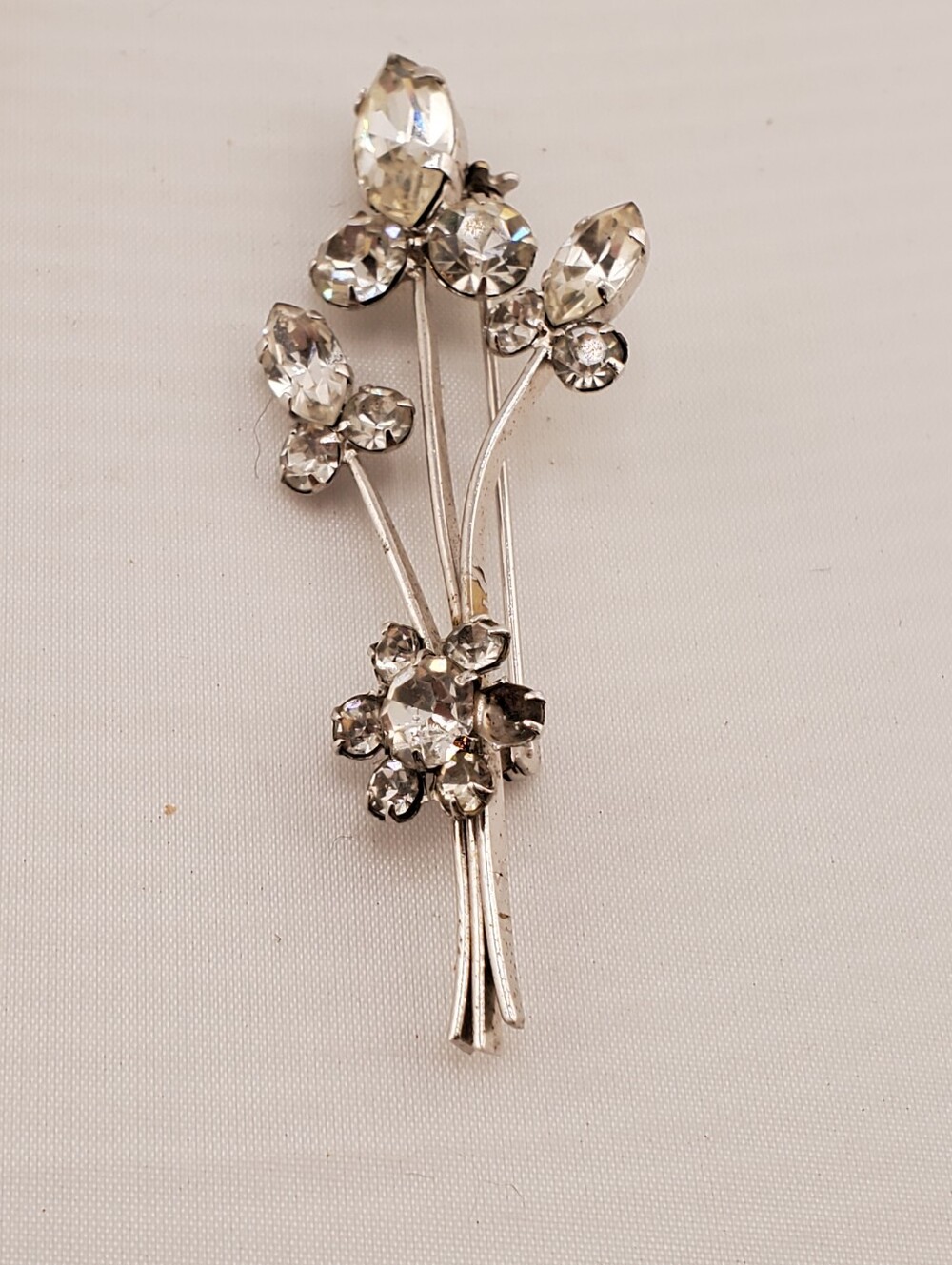 Vintage Austria Floral Crystal Brooch